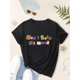 thumbnail image 1 of Summer Chic Girls' T-Shirt with Cartoon & Letter Design - Casual, Breathable Cotton, Machine Washable - Perfect for Play & Casual Attire, 1 of 6