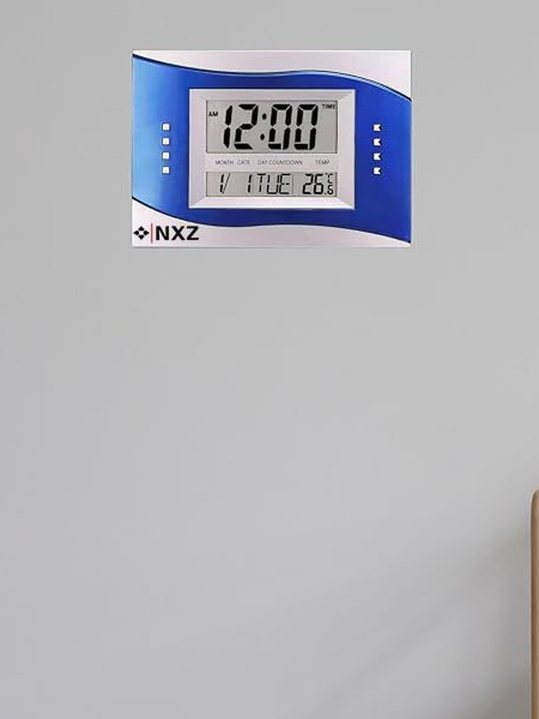 Digital LCD Display Temperature and Calendar Display Wall Clock for Home & Office Use, Wall Mountable & Desk Use Battery Operated Clocks