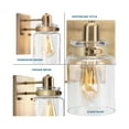 thumbnail image 5 of Calhoun Collection One-Light Vintage Brass Clear Glass Farmhouse Bath Vanity Light, 5 of 10