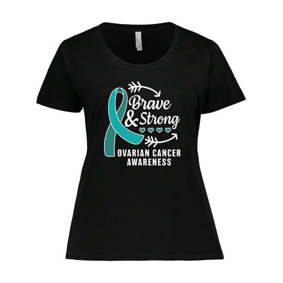 Inktastic Ovarian Cancer Awareness Brave and Strong with Arrows Women's Plus Size T-Shirt