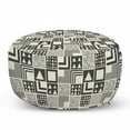 thumbnail image 1 of Geometrical Pouf Cover with Zipper, Boho Style Tribal Abstract Squares Triangles Aztec Contemporary Art Deco Like, Soft Decorative Fabric Unstuffed Case, 30" W X 17.3" L, Grey Cream, by Ambesonne, 1 of 5