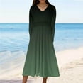 thumbnail image 2 of XuJwPNcy Womens Fall Formal Dresses Long Sleeve V Neck Dresses Elegant Trendy Solid Midi A-Line Flowy Dresses, 2 of 5