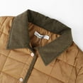 thumbnail image 5 of ieFashion Women's Winter Quilted Jackets Long Sleeve Button Down Square Pattern Jacket Outerwear Coats with Pockets, Brown, M, 5 of 9