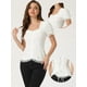 thumbnail image 2 of Camisa victoriana para mujer con cuello en forma de corazón y manga corta con cordones y blusa gótica Blanco XL, 2 of 5
