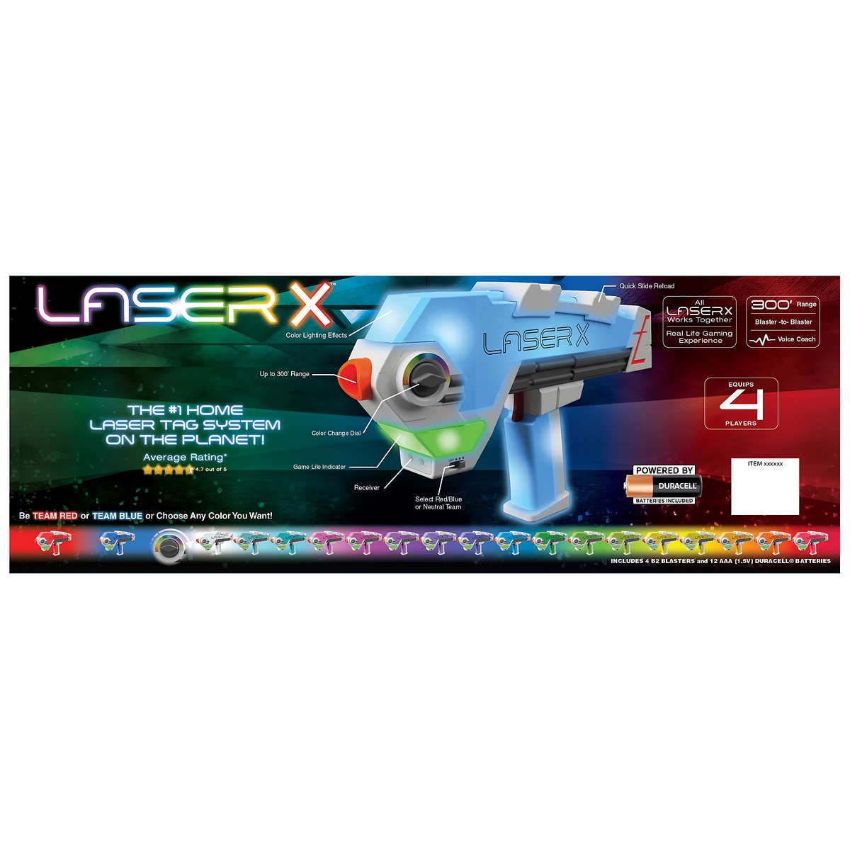 Laser X Revolution Four Blaster Laser Tag Game 4 Player Set 300' Range Ages  6+