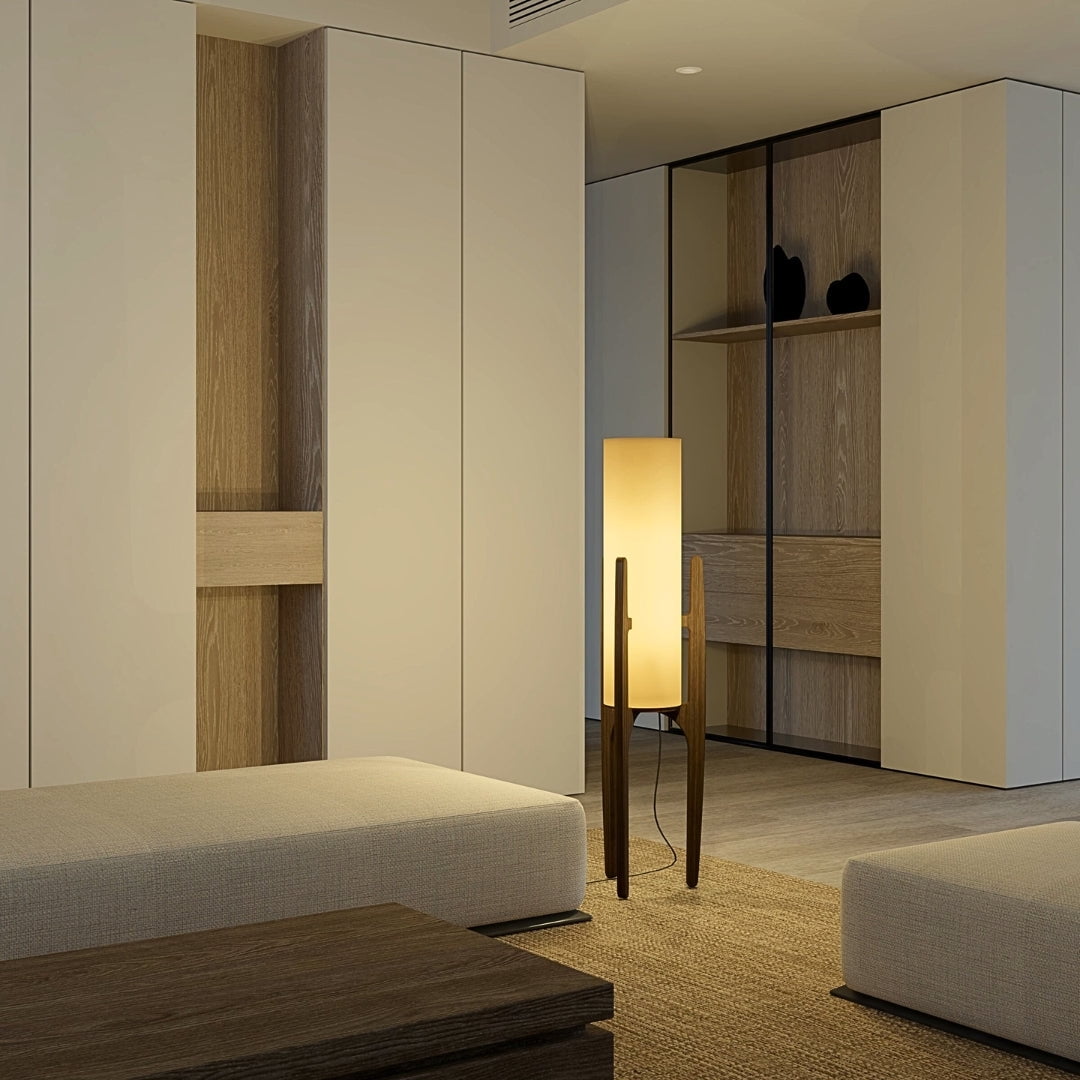 Ozarke Zen Floor Lamp - Modern Wooden Standing LED Lamp - Natural Wood