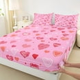 thumbnail image 3 of Manfei Cartoon Loves Pattern Twin Sheet Sets,Girl Heart Print Twin Fitted Sheet,Dreamy Pink Flat Sheet For Kids,Microfiber Bedroom Decor,3 Pieces, 3 of 7