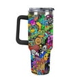 thumbnail image 4 of Cute Geometry Dash Car Cup Tumbler with Handle & Straw 40 Oz Cupholder Water Bottle Insulated Stainless Steel Cup, 4 of 8