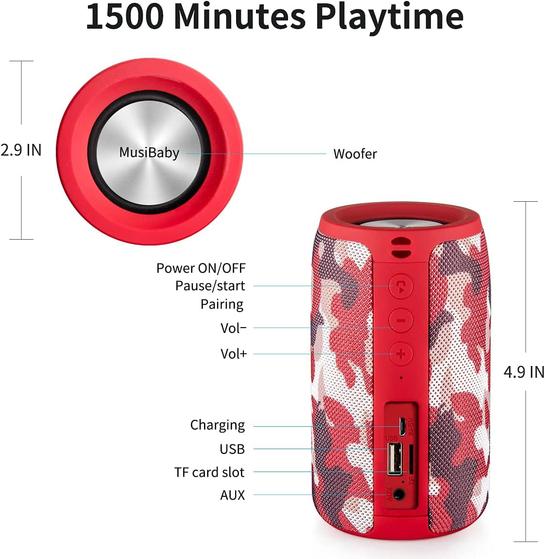 MPD515L-ROCKER 5; Bluetooth Portable Speaker with Dancing LED lights a – Max  Power