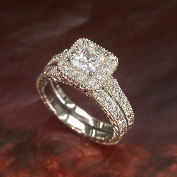 YYKihy European And American Punk 1 Wedding Ring Light Six Zircon Couple Engagement And Proposal Ring