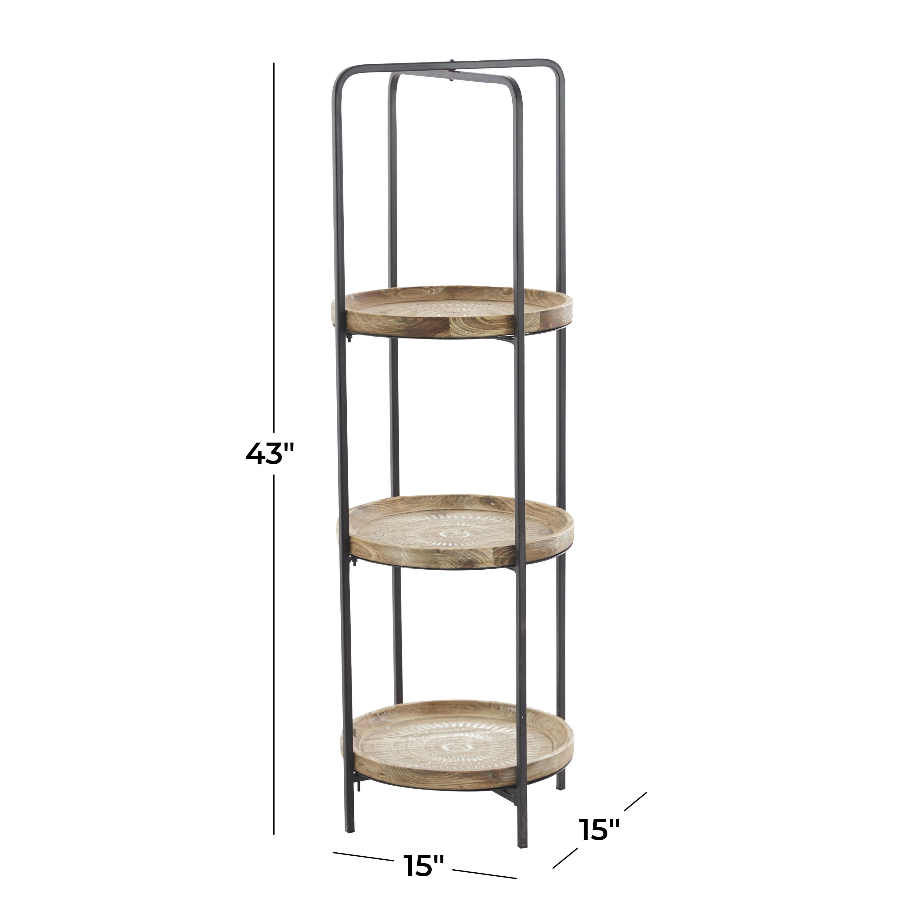 DecMode 15" x 43" Brown Wood 3-Tier Shelving Unit, 1-Piece