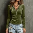 thumbnail image 4 of Fmbrln Womens Henley V Neck Ruched Slim Fit Long Sleeve Shirts Solid Stretchy Casual Basic Tee Tops, 4 of 5
