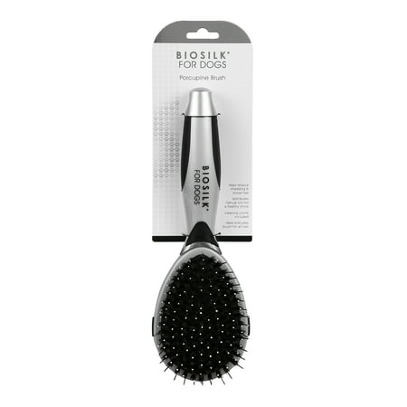 BioSilk for Dogs Porcupine Brush With Built-in Comb Bristles Removes Mats, Tangles & Loose Hair