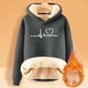 thumbnail image 3 of Sudadera con capucha gruesa y cálida para mujer, chaqueta informal de manga larga con forro polar, resistente al frío, para invierno, 3 of 4