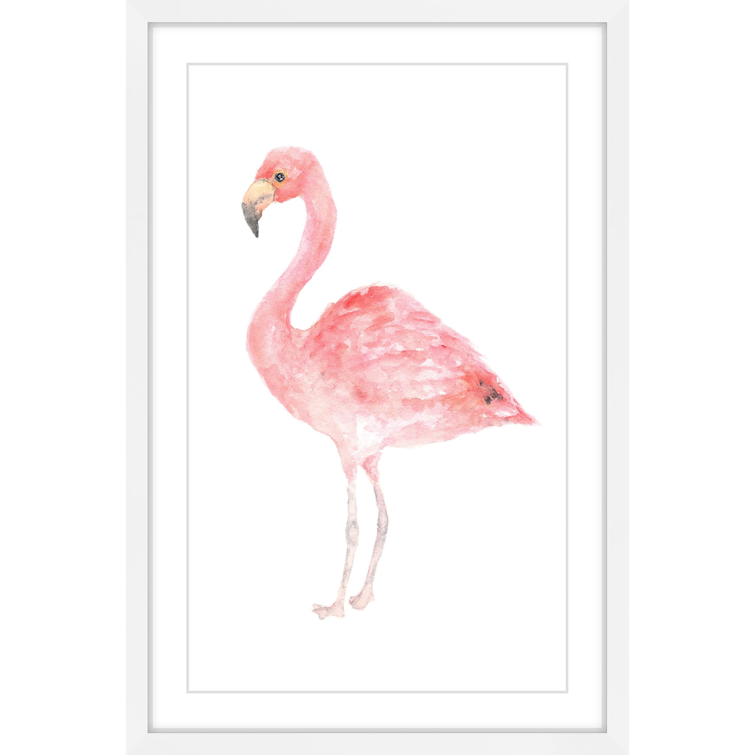 "Pale Pink Flamingo" Framed Painting Print