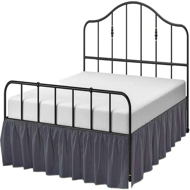 CHUANK Cottington Lane Ruffled Bed Skirt- Microfiber- White Queen 16 Inch Drop Split Corner Bed Skirt With Platform
