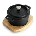 thumbnail image 2 of MegaChef Cast Iron 8 Ounce Mini Dutch Oven with Wood Tray, 2 of 7