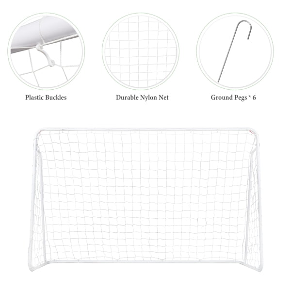 Soccer Goal Training Set with Net Buckles Ground Nail Football Sports 8' x 5'