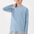 thumbnail image 2 of Babcutegg Long Sleeve Breathable Cotton T-Shirt for Kids – Unisex Casual Base Layer Top for Sports, Everyday Wear, and Layering Light Blue Size 5-6, 2 of 10