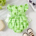 thumbnail image 6 of Baby Girl Rompers Summer Toddler Girls Kiwi Print Flutter Sleeve Jumpsuit Lightweight Breathable Romper with Snap Buttons Toddler Romper Green 6 Months-12 Months, 6 of 6