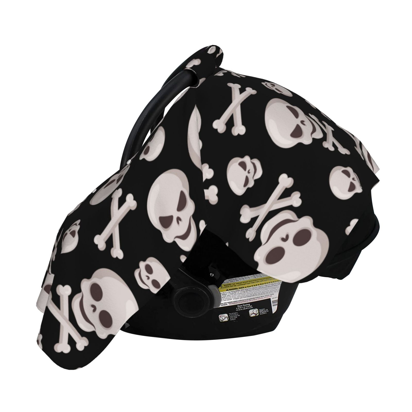Naloa black white Skull bone Baby Car Seat Cover, Breathable Baby Carrier Cover, Multiuse Baby Carrier Cover & Nursing Breastfeeding Cover