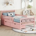 thumbnail image 3 of MODERNLUXE Twin Size Platform Bed with 2 Storage Drawers and Guardrails,Solid Wood Bed Frame for Kids Teens Adults,Pink, 3 of 8
