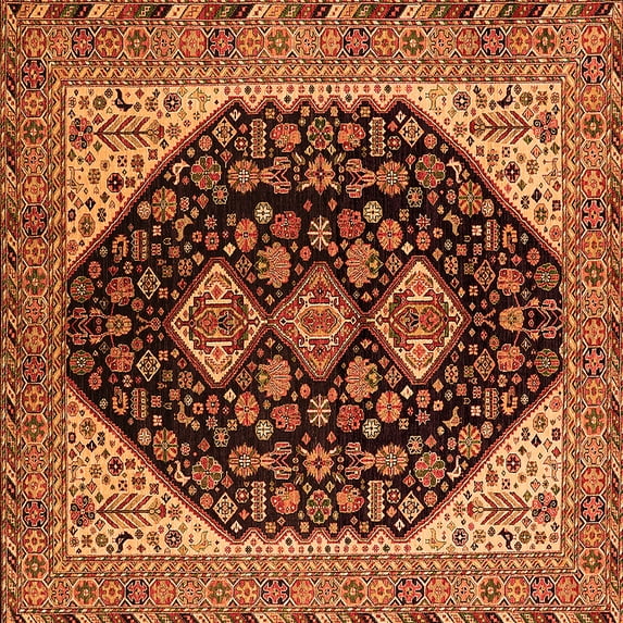 Ahgly Company Indoor Square Oriental Orange Industrial Area Rugs, 8' Square