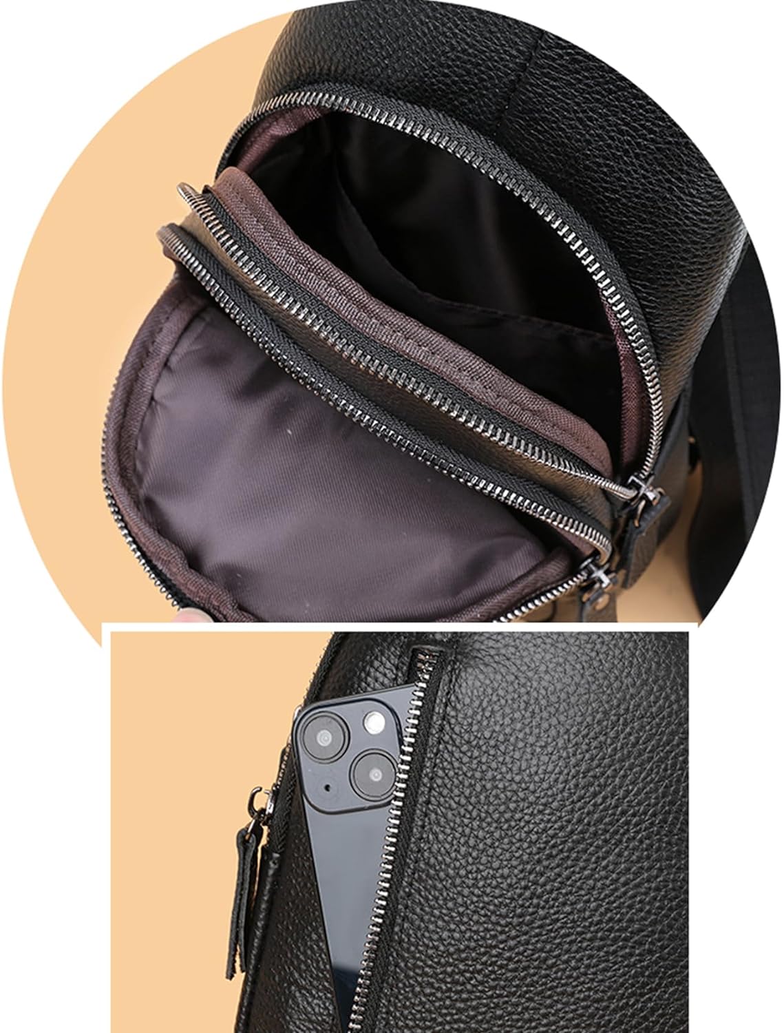Small Sling Bag for Men Women One Strap Shoulder Crossbody Backpack with USB Charging Port for Hiking Cycling Travel Black
