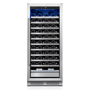 Yeego 24-inch Wine Cooler Refrigerator, 89-Bottle , Stainless Steel, Dual-Color LED Light, 40°F-65°F Built-in or Freestanding Fridge for Home/Bar/Kitchen