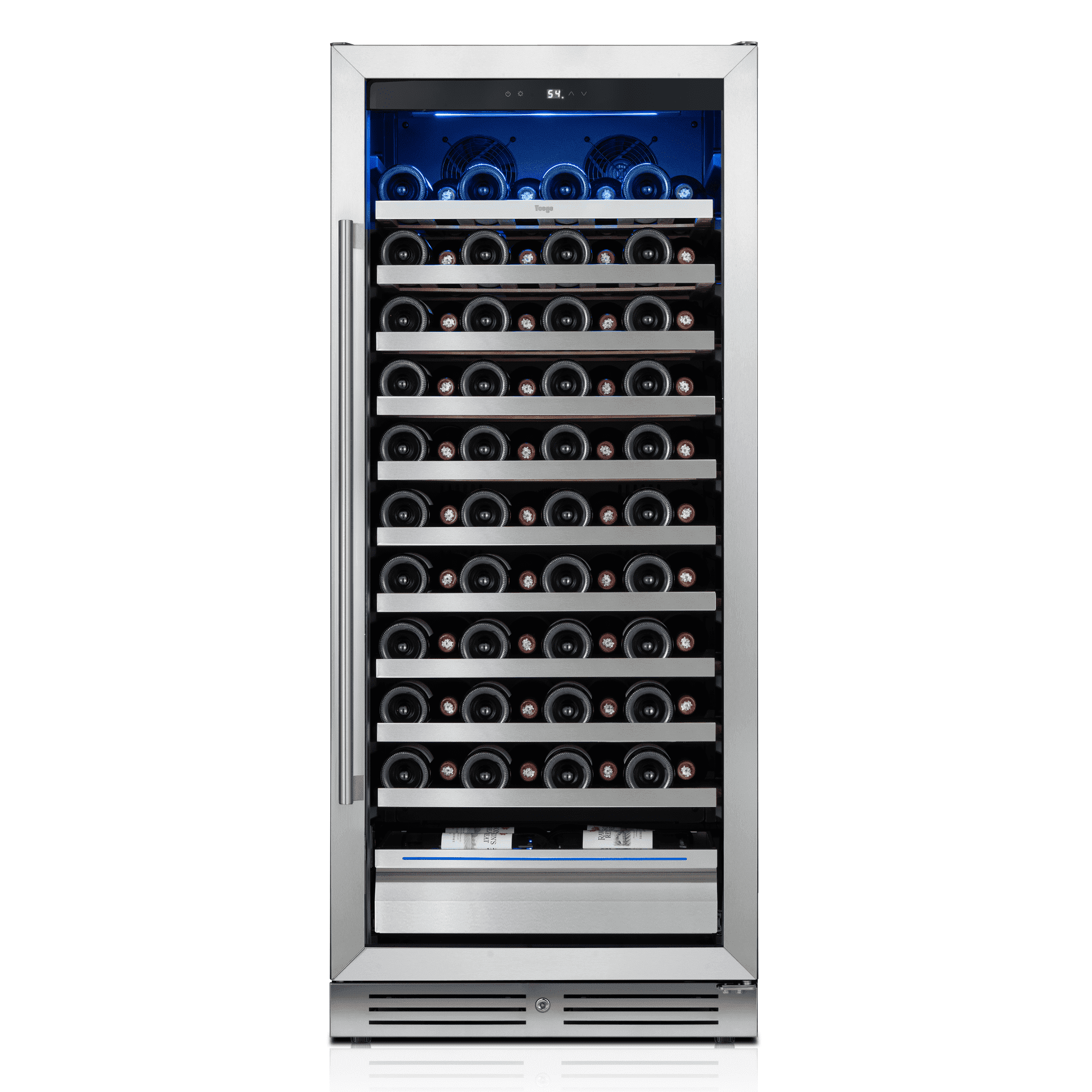 Yeego 24-inch Wine Cooler Refrigerator, 89-Bottle , Stainless Steel, Dual-Color LED Light, 40°F-65°F Built-in or Freestanding Fridge for Home/Bar/Kitchen