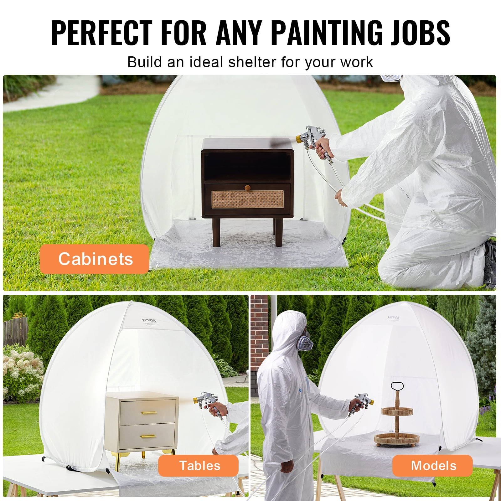 VEVOR Spray Paint Shelter, 40 x 35 x 40 in Pop-Up Portable Spray Paint Tent with Built-In Floor, Exhaust Window and Storage Bag, Foldable Paint Booth for Furniture, DIY Hobby Tool Painting Station