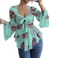 thumbnail image 7 of adaychics Peplum Shirts for Women Floral Sweetheart Neck Long Sleeve Babydoll Blouses Fashion Tie Front Tops Everyday Wear, 7 of 7
