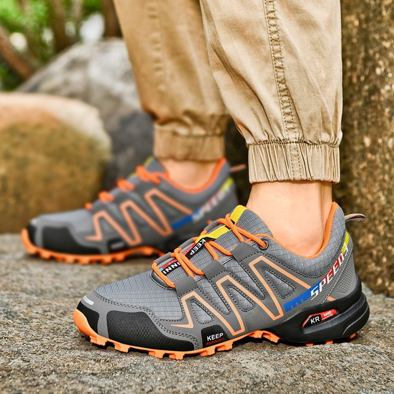 Breathable Mesh Men’s Summer Hiking Shoes Comfort Cushioning Non Slip Sole Outdoor Mountain Sneakers Wear Resistant Durable Footwear for Camping Trail Walking Adventure