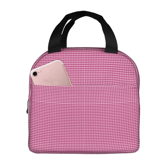 Kdxio Gingham Print Insulated Lunch Bag,Reusable Tote Lunch Box for Women Men,Leakproof Cooler Lunch Bags for Work Office Travel Picnic
