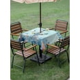 thumbnail image 4 of Outdoor Tablecloth with Umbrella Hole for Patio/Picnic/Party/Camping, Coastal Anchor Blue Waterproof Table Cloth Square Cover Washable, Summer Beach Nautical Coral Starfish (54"x 54"), 4 of 8