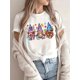 thumbnail image 1 of Camiseta de cuello redondo con estampado de gnomos de Pascua, zanahorias y conejos. Camiseta informal de manga corta y cuello redondo para las cuatro estaciones. Ropa para mujer. Top deportivo de ocio, 1 of 7