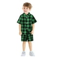 thumbnail image 3 of Toddller Girls Pajamas 2-3 Years Girls' Plaid Pajama Set Button Collar Short Sleeve Summer Sleepwear Clothes Trendy Matching Kids Pajamas #Green, 3 of 5
