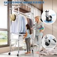 thumbnail image 4 of MZG Metal Clothes Rack Rolling Garment Rack,15.7"Dx 29.5" Wx 74.5" H,Hanging Shelf with Wheels, Chrome, 4 of 9