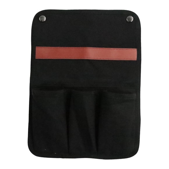Bolsa de almacenamiento para reposabrazos de silla de camping, bolsillo lateral, organizador de lona con múltiples compartimentos Negro