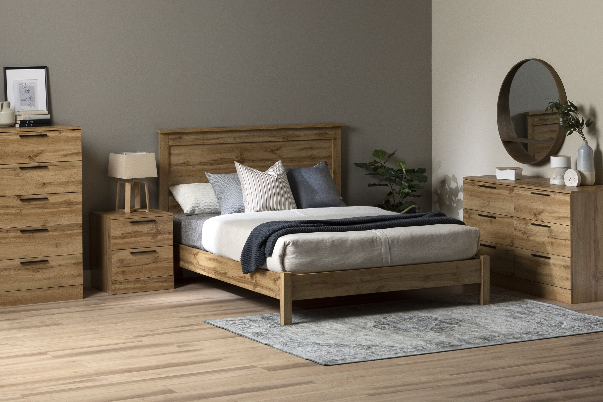 South Shore Step One Essential Queen Platform Bed, in Nordik Oak