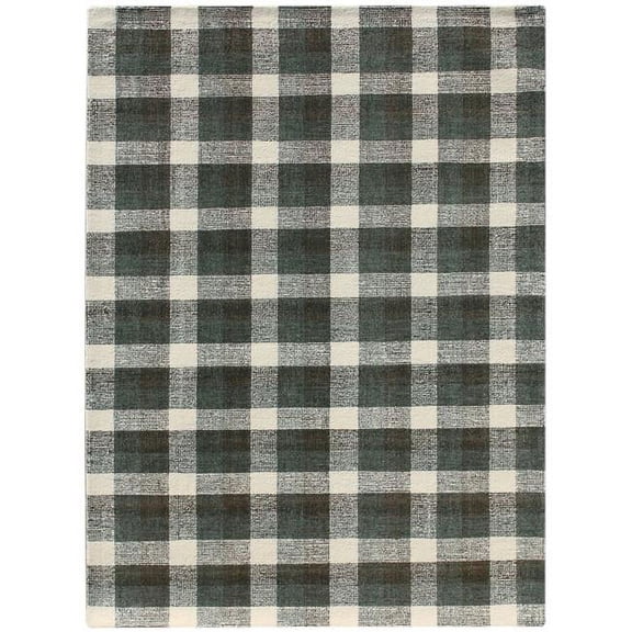 Luxee Designs Tartan Collection – 9×12 ft – Natural Hand-Tufted Wool – Classic Checkered Area Rug, Durable, Pet Friendly, Farmhouse Decor – Charcoal