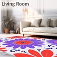 thumbnail image 2 of ODIKA 4'x6' Machine Washable Non-Slip Area Rug, Vibrant Floral Alphabet Medallion With Decorative Petal Motifs High Traffic Rug with Pad, Purple, 686433, 2 of 8