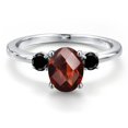 thumbnail image 3 of Gem Stone King 14K White Gold Red Garnet and Black Diamond Engagement Ring for Women | 1.73 Cttw | Oval Checkerboard 8X6MM | Gemstone January Birthstone | Size 7, 3 of 6
