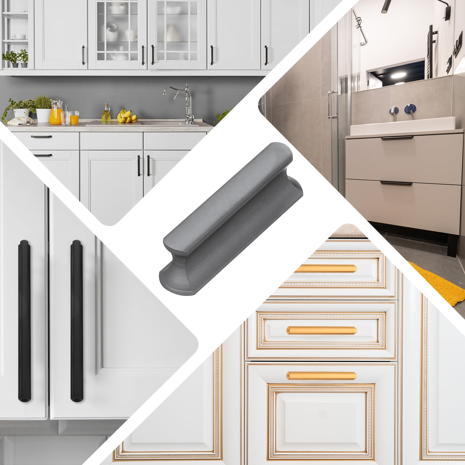 Uxcell Kitchen Cabinet Handles 1.26 Inch (32mm) Hole Center Cabinet Drawer Hardware Pulls, Gray 10 Pack