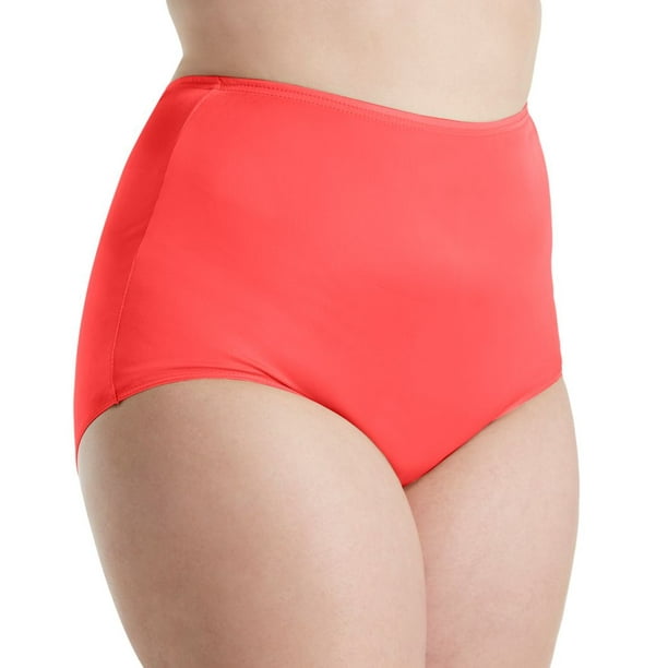 Women's Shadowline 17032P Plus Size Hidden Elastic Nylon Classic Brief Panty  (Red 8) 