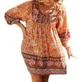 thumbnail image 1 of EIMELI Femmes Été Boho Imprimé Floral Robe 3/4 Manches V Cou Décontracté Plage Fluide Mini Robes, 1 of 5