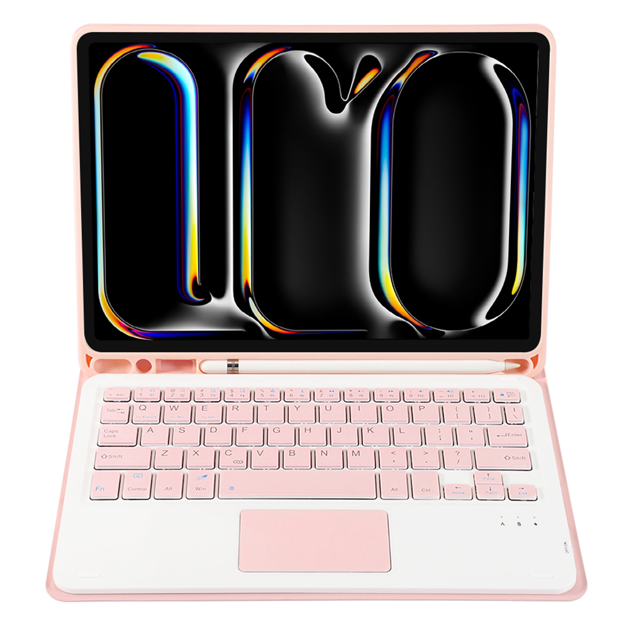 Auto Sleep / Wake Leather Smart Tri-fold Stand Case Cover with Pencil Slot Touch Keyboard for iPad Pro 11 inch 4th Generation 2022 3 2 1 Pink