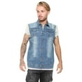 thumbnail image 7 of Men's Fashion Ripped Denim Vest Casual Sleeveless Biker Jean Jacket with Retro Lapel Design Mid Blue Large, 7 of 7