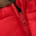 thumbnail image 6 of Likimi Toddler Boys Girls Coats Cute Bear Ears Hoods Solid Color Long Sleeve Outwear With Zipper Thick Winter Jacket Size 12-18 Months Red, 6 of 8