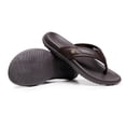 thumbnail image 6 of Avrnliq Womens Premium PU Faux Leather-Look Flip Flops, Brown Breathable Perforated Thong Sandals with Contoured Footbed, Comfortable Slip-On Beach Shoes for Summer,Size 45, 6 of 7